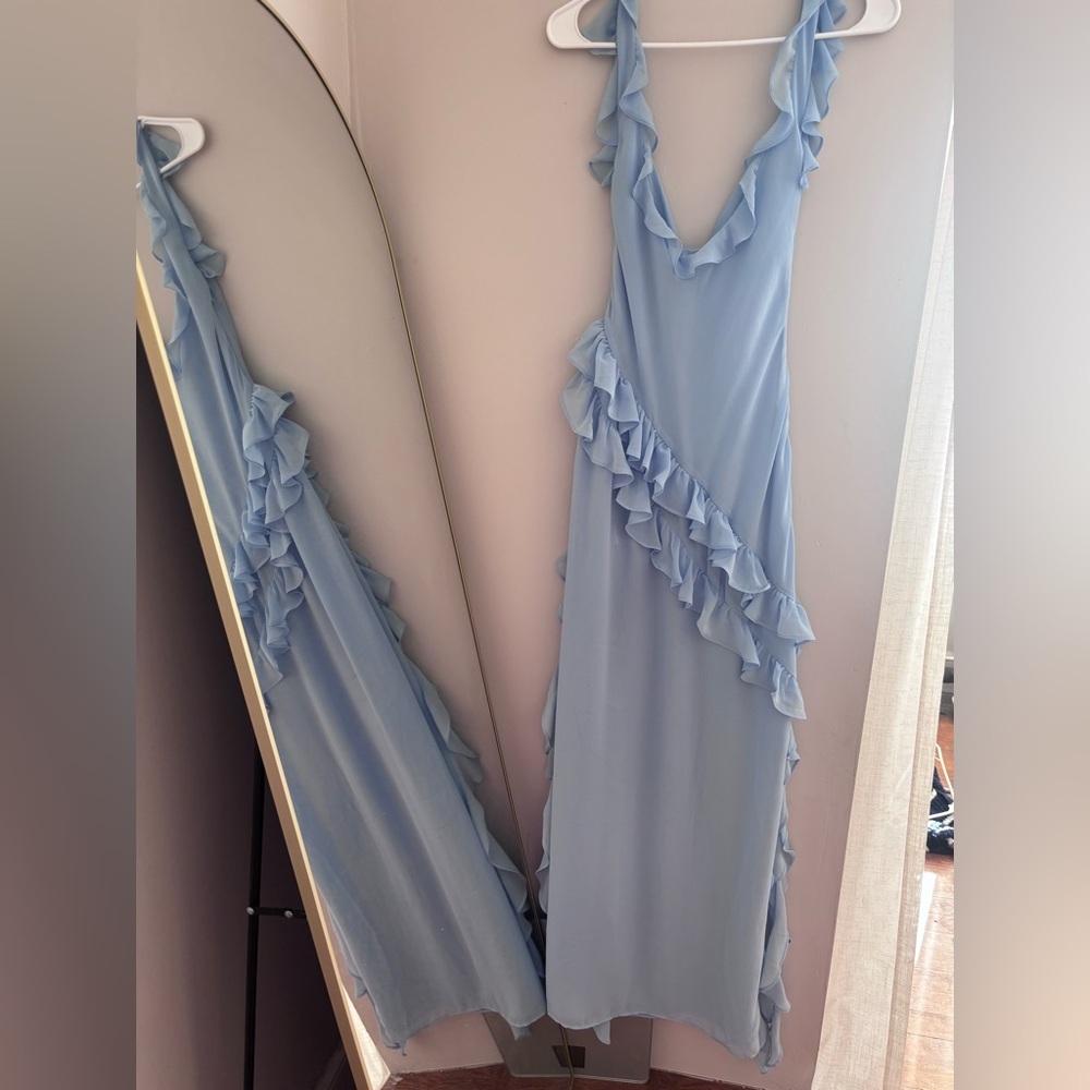 NWT House of CB | Ariela Soft Blue Ruffle Maxi Dress (sold out style/size) - Picture 10 of 16